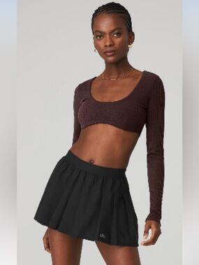 ALO yoga Ribbed Defined Long Sleeve Bra - Raisin